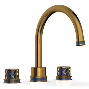 Phylrich JOLIE Deck Tub Set – Round Handles with “Navy Blue” Accents 222-40 – French Brass