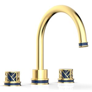 Phylrich JOLIE Deck Tub Set – Round Handles with “Navy Blue” Accents 222-40 – Satin Gold