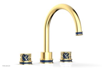 Phylrich JOLIE Deck Tub Set - Round Handles with "Navy Blue" Accents 222-40 - Satin Gold