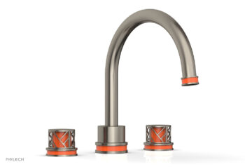 Phylrich JOLIE Deck Tub Set - Round Handles with "Orange" Accents 222-40 - Pewter