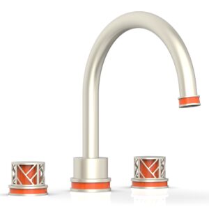 Phylrich JOLIE Deck Tub Set – Round Handles with “Orange” Accents 222-40 – Burnished Nickel
