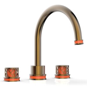 Phylrich JOLIE Deck Tub Set – Round Handles with “Orange” Accents 222-40 – Antique Brass