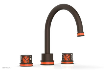 Phylrich JOLIE Deck Tub Set - Round Handles with "Orange" Accents 222-40 - Antique Bronze