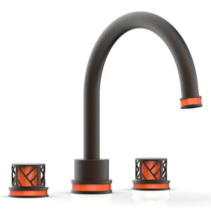 Phylrich JOLIE Deck Tub Set – Round Handles with “Orange” Accents 222-40 – Oil Rubbed Bronze