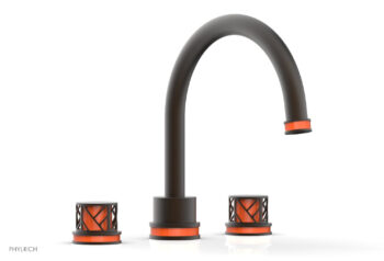 Phylrich JOLIE Deck Tub Set - Round Handles with "Orange" Accents 222-40 - Oil Rubbed Bronze