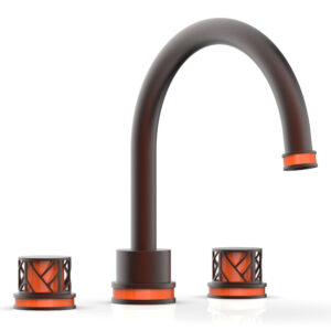 Phylrich JOLIE Deck Tub Set – Round Handles with “Orange” Accents 222-40 – Weathered Copper