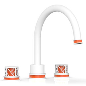 Phylrich JOLIE Deck Tub Set – Round Handles with “Orange” Accents 222-40 – Satin White