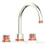 Phylrich JOLIE Deck Tub Set - Round Handles with "Orange" Accents 222-40 - Satin Nickel