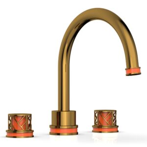 Phylrich JOLIE Deck Tub Set – Round Handles with “Orange” Accents 222-40 – French Brass