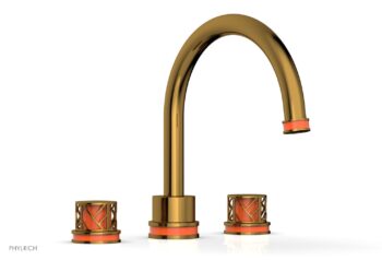 Phylrich JOLIE Deck Tub Set - Round Handles with "Orange" Accents 222-40 - French Brass