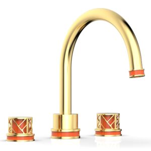 Phylrich JOLIE Deck Tub Set – Round Handles with “Orange” Accents 222-40 – Satin Gold