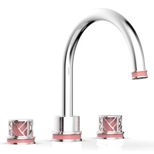 Phylrich JOLIE Deck Tub Set – Round Handles with “Pink” Accents 222-40 – Polished Chrome
