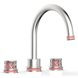Phylrich JOLIE Deck Tub Set – Round Handles with “Pink” Accents 222-40 – Satin Chrome