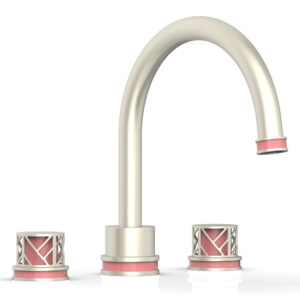 Phylrich JOLIE Deck Tub Set – Round Handles with “Pink” Accents 222-40 – Burnished Nickel