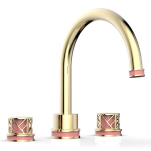 Phylrich JOLIE Deck Tub Set – Round Handles with “Pink” Accents 222-40 – Polished Brass Uncoated