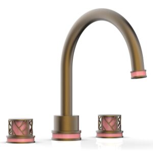 Phylrich JOLIE Deck Tub Set – Round Handles with “Pink” Accents 222-40 – Old English Brass