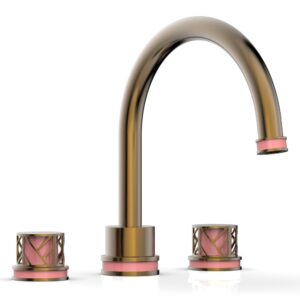 Phylrich JOLIE Deck Tub Set – Round Handles with “Pink” Accents 222-40 – Antique Brass
