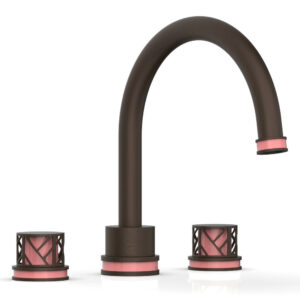 Phylrich JOLIE Deck Tub Set – Round Handles with “Pink” Accents 222-40 – Antique Bronze
