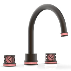 Phylrich JOLIE Deck Tub Set – Round Handles with “Pink” Accents 222-40 – Oil Rubbed Bronze