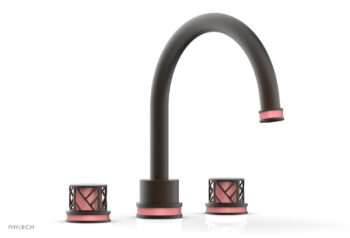 Phylrich JOLIE Deck Tub Set - Round Handles with "Pink" Accents 222-40 - Oil Rubbed Bronze