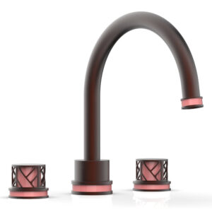 Phylrich JOLIE Deck Tub Set – Round Handles with “Pink” Accents 222-40 – Weathered Copper