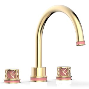 Phylrich JOLIE Deck Tub Set – Round Handles with “Pink” Accents 222-40 – Satin Brass
