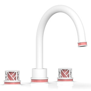Phylrich JOLIE Deck Tub Set – Round Handles with “Pink” Accents 222-40 – Satin White