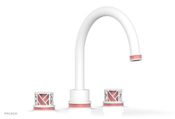 Phylrich JOLIE Deck Tub Set - Round Handles with "Pink" Accents 222-40 - Satin White