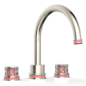 Phylrich JOLIE Deck Tub Set – Round Handles with “Pink” Accents 222-40 – Polished Nickel