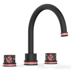 Phylrich JOLIE Deck Tub Set – Round Handles with “Pink” Accents 222-40 – Matte Black