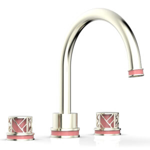 Phylrich JOLIE Deck Tub Set – Round Handles with “Pink” Accents 222-40 – Satin Nickel