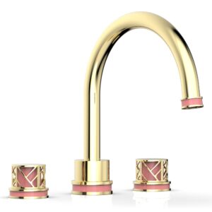 Phylrich JOLIE Deck Tub Set – Round Handles with “Pink” Accents 222-40 – Polished Brass