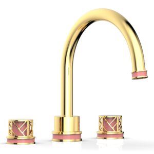 Phylrich JOLIE Deck Tub Set – Round Handles with “Pink” Accents 222-40 – Polished Gold