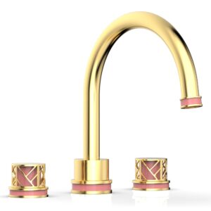 Phylrich JOLIE Deck Tub Set – Round Handles with “Pink” Accents 222-40 – Satin Gold