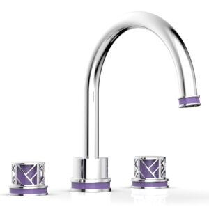 Phylrich JOLIE Deck Tub Set – Round Handles with “Purple” Accents 222-40 – Polished Chrome