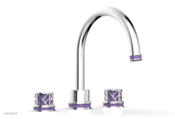 Phylrich JOLIE Deck Tub Set - Round Handles with "Purple" Accents 222-40 - Polished Chrome