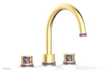 Phylrich JOLIE Deck Tub Set - Round Handles with "Purple" Accents 222-40 - Burnished Gold