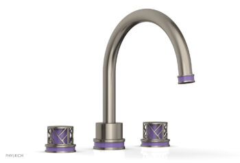 Phylrich JOLIE Deck Tub Set - Round Handles with "Purple" Accents 222-40 - Pewter