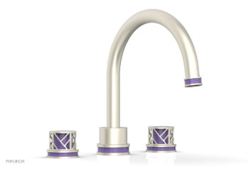 Phylrich JOLIE Deck Tub Set - Round Handles with "Purple" Accents 222-40 - Burnished Nickel