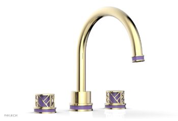 Phylrich JOLIE Deck Tub Set - Round Handles with "Purple" Accents 222-40 - Polished Brass Uncoated