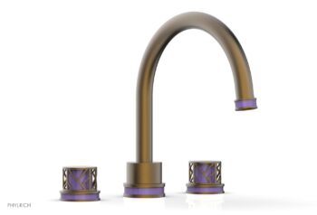 Phylrich JOLIE Deck Tub Set - Round Handles with "Purple" Accents 222-40 - Old English Brass