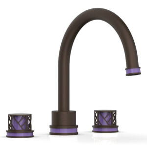 Phylrich JOLIE Deck Tub Set – Round Handles with “Purple” Accents 222-40 – Antique Bronze