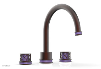 Phylrich JOLIE Deck Tub Set - Round Handles with "Purple" Accents 222-40 - Weathered Copper