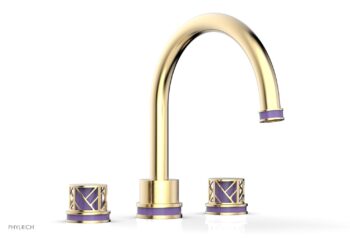 Phylrich JOLIE Deck Tub Set - Round Handles with "Purple" Accents 222-40 - Satin Brass
