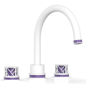 Phylrich JOLIE Deck Tub Set – Round Handles with “Purple” Accents 222-40 – Satin White