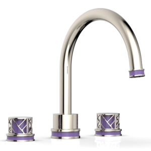 Phylrich JOLIE Deck Tub Set – Round Handles with “Purple” Accents 222-40 – Polished Nickel