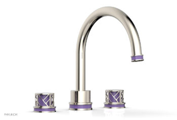 Phylrich JOLIE Deck Tub Set - Round Handles with "Purple" Accents 222-40 - Polished Nickel