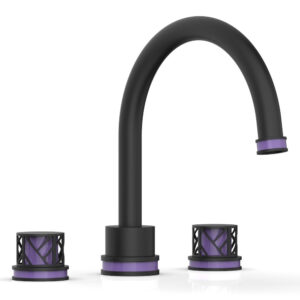 Phylrich JOLIE Deck Tub Set – Round Handles with “Purple” Accents 222-40 – Matte Black