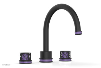 Phylrich JOLIE Deck Tub Set - Round Handles with "Purple" Accents 222-40 - Matte Black