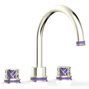 Phylrich JOLIE Deck Tub Set – Round Handles with “Purple” Accents 222-40 – Satin Nickel